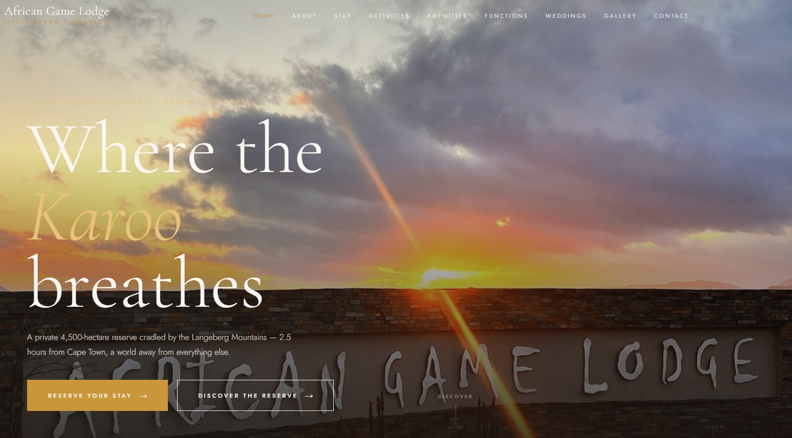 African Game Lodge website example